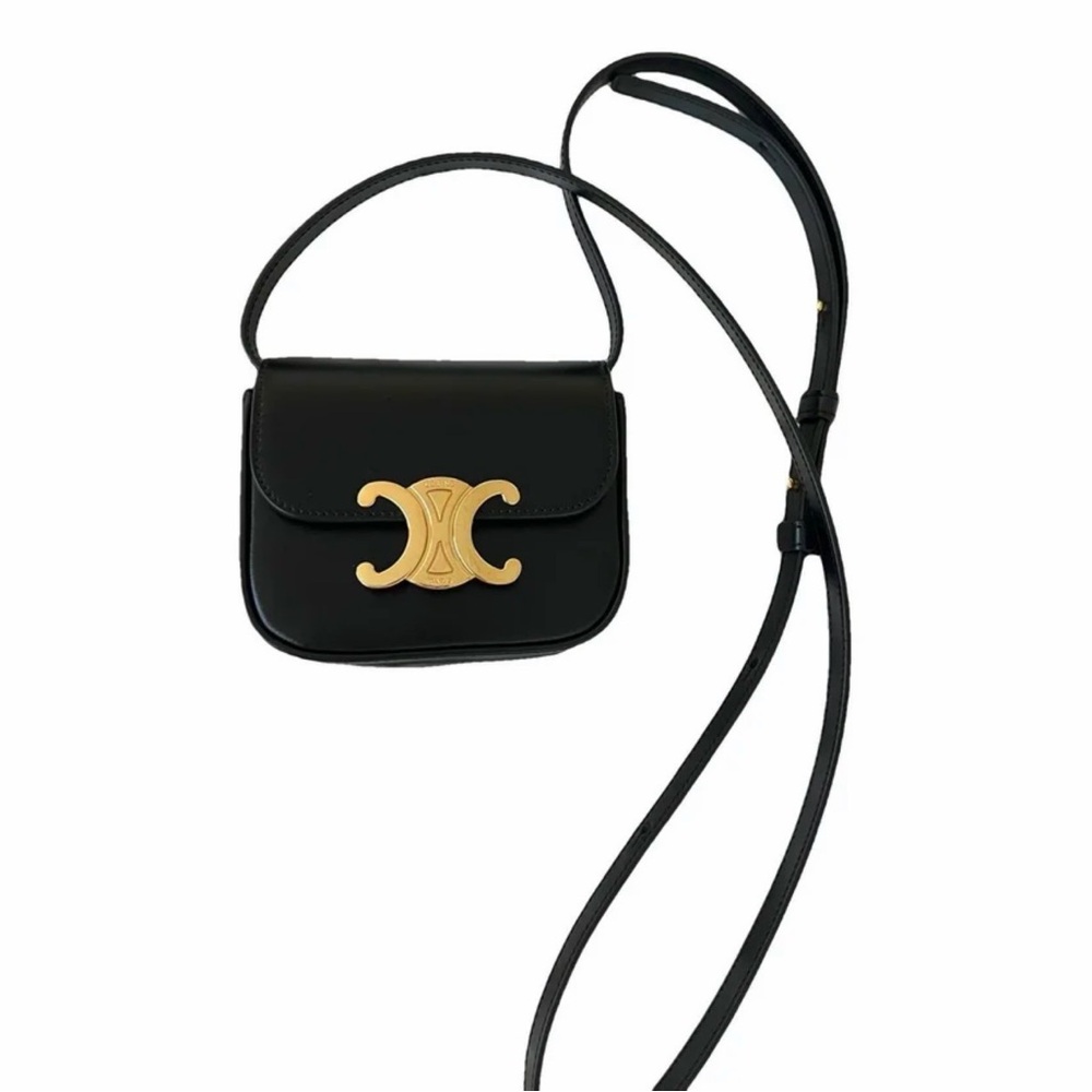 SOLD Celine Black Triomphe Crossbody Bag with Gold Accent